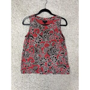 J Jill Wearever Top Womens Medium Petite Paisley Floral Rayon Career Mature